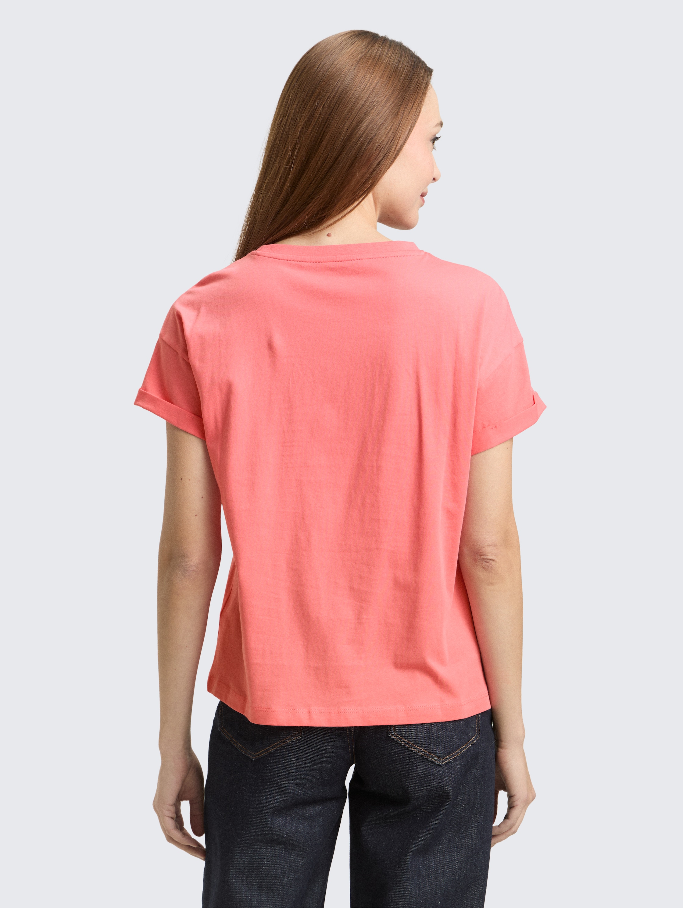 T-shirt met borduursel - soft_coral_pink - 