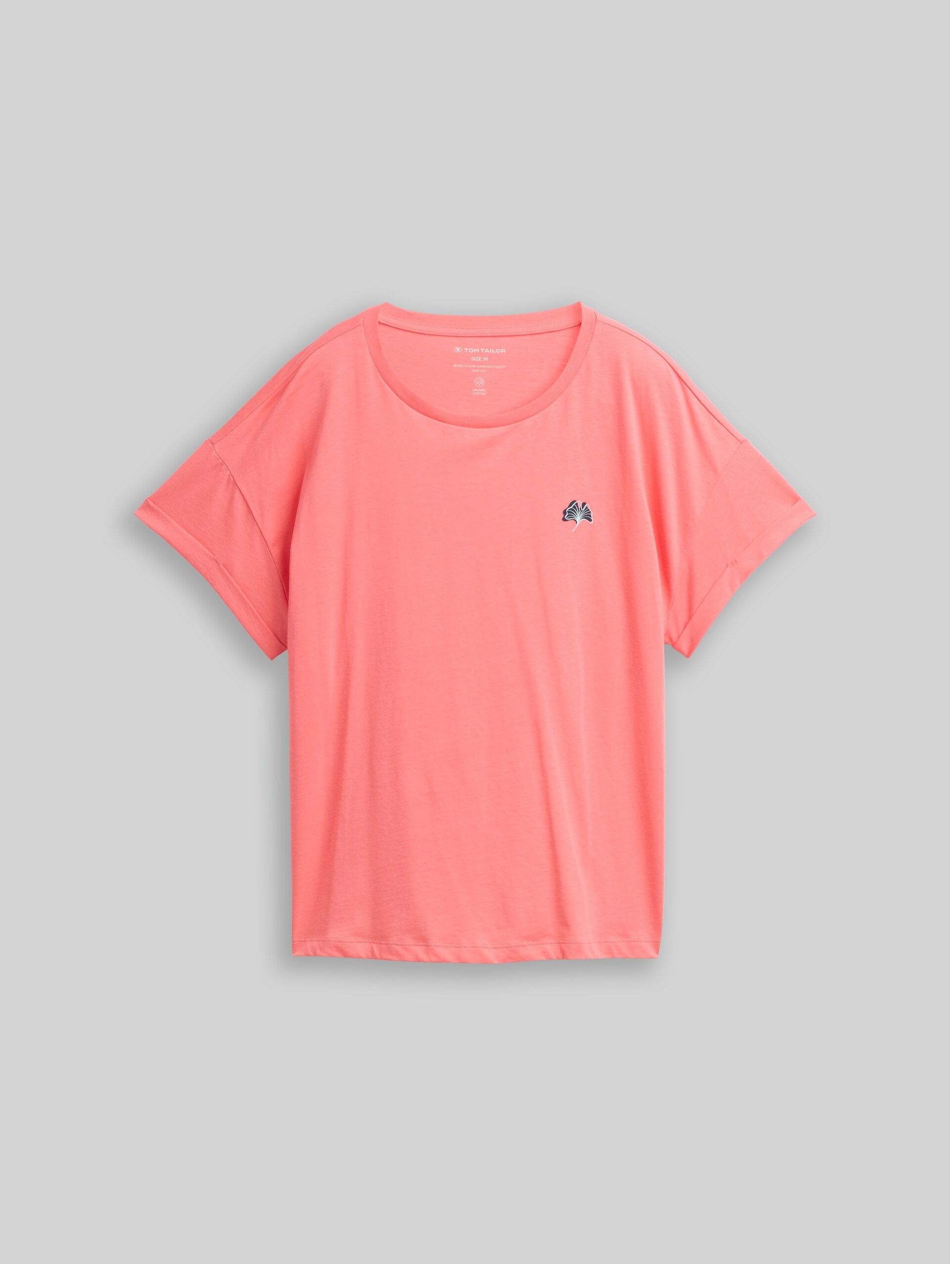 T-shirt with embroidery - soft coral pink - Front product view