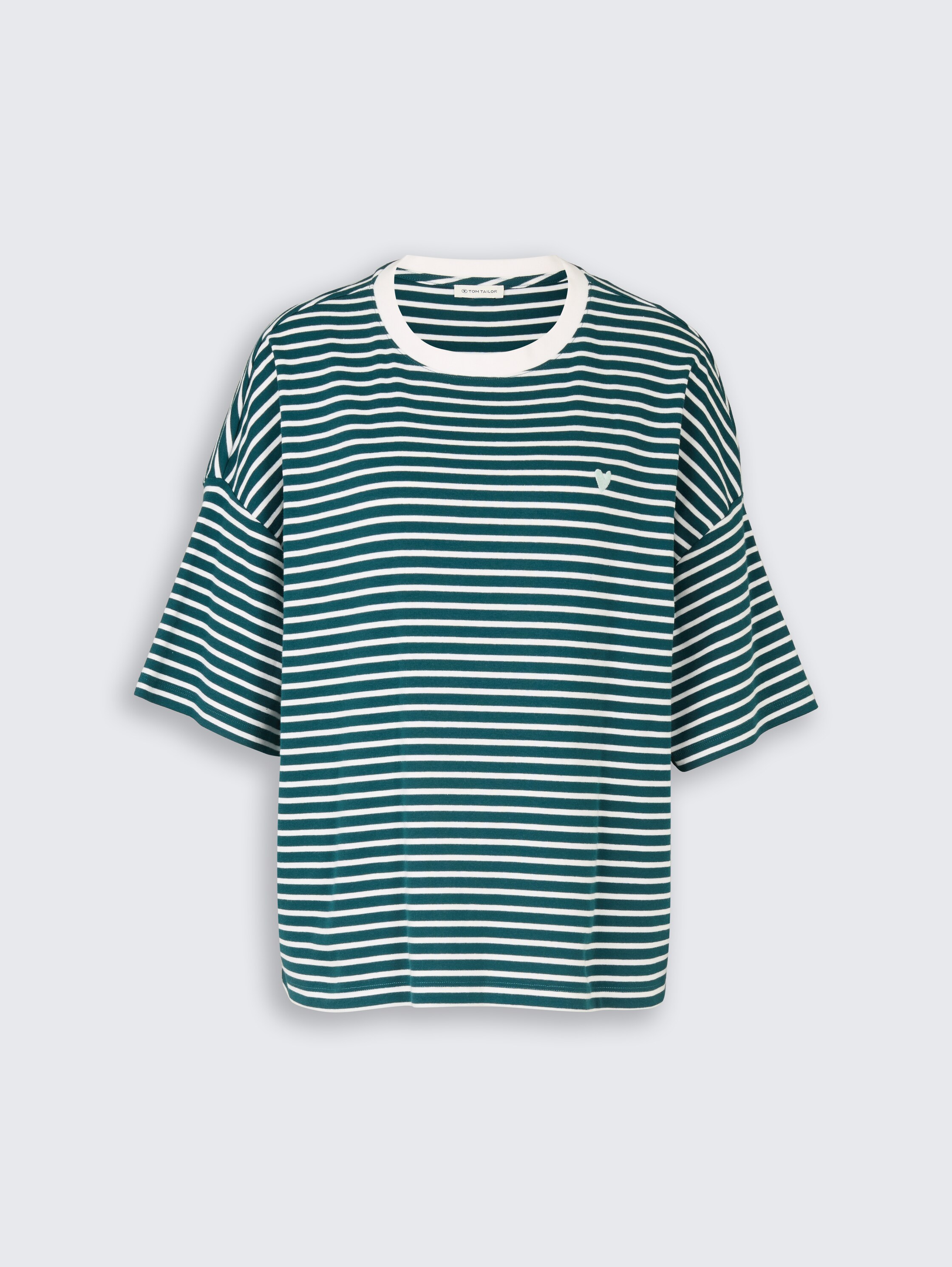 Oversize T-Shirt mit Streifenmuster - meadow green offwhite stripe - Vorder-Produkt-Ansicht
