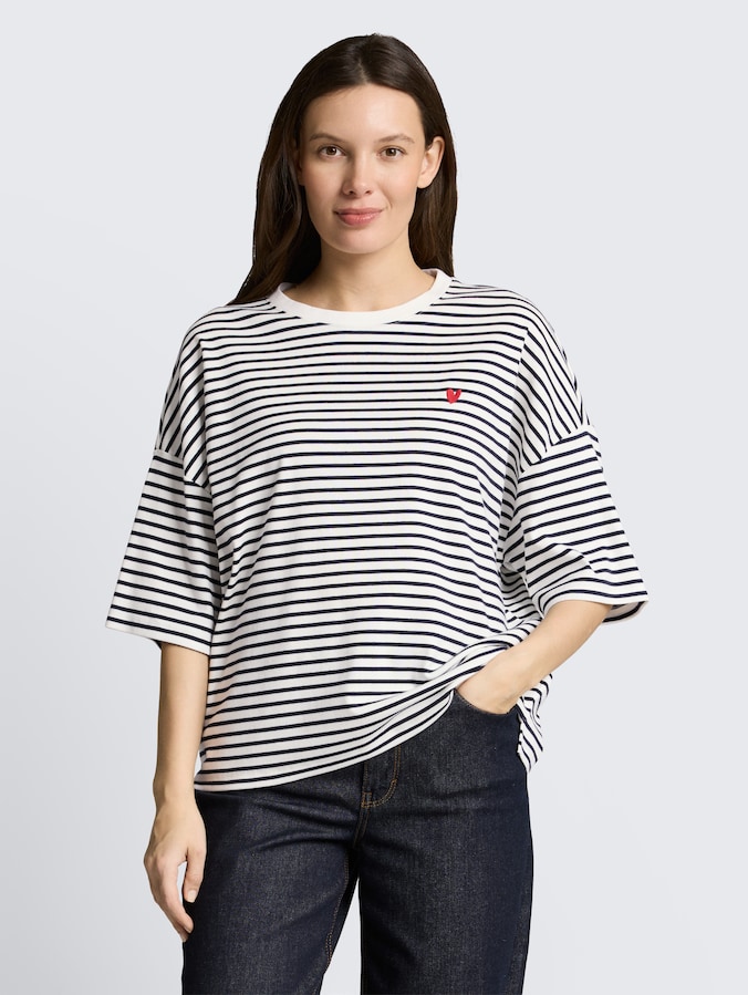 Oversized T-shirt met streepjesmotief door Women, offwhite navy blue stripe