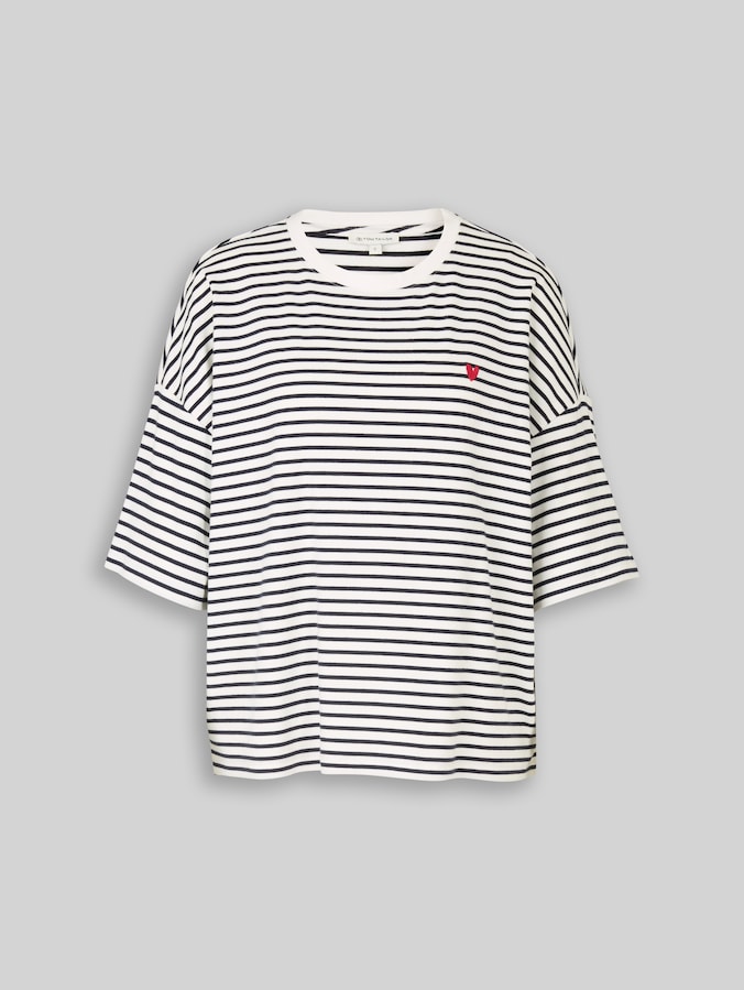 Oversized T-shirt with striped pattern by Women, offwhite navy blue stripe