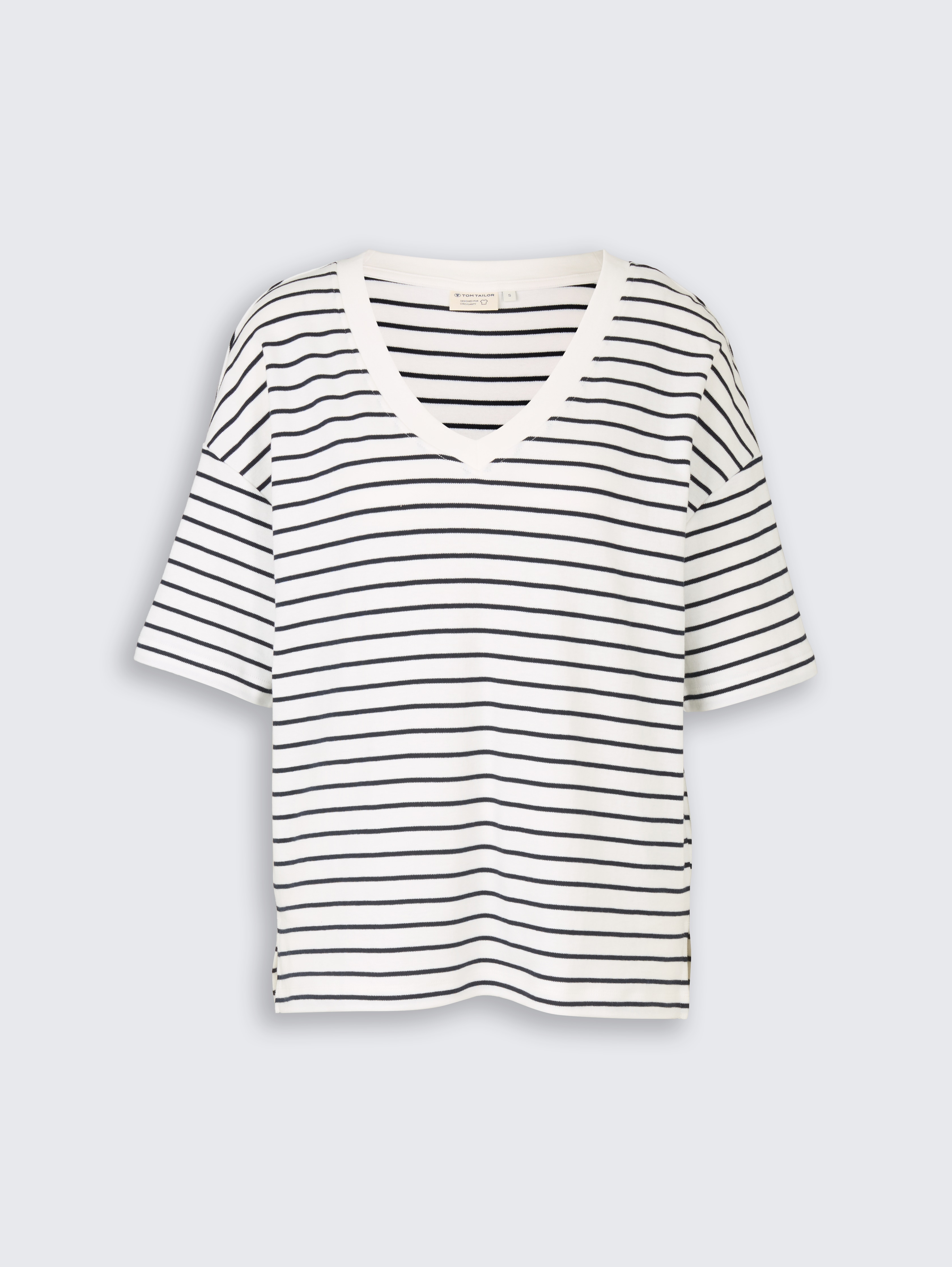 Oversize T-Shirt mit Streifenmuster von Women, white navy irregular stripe