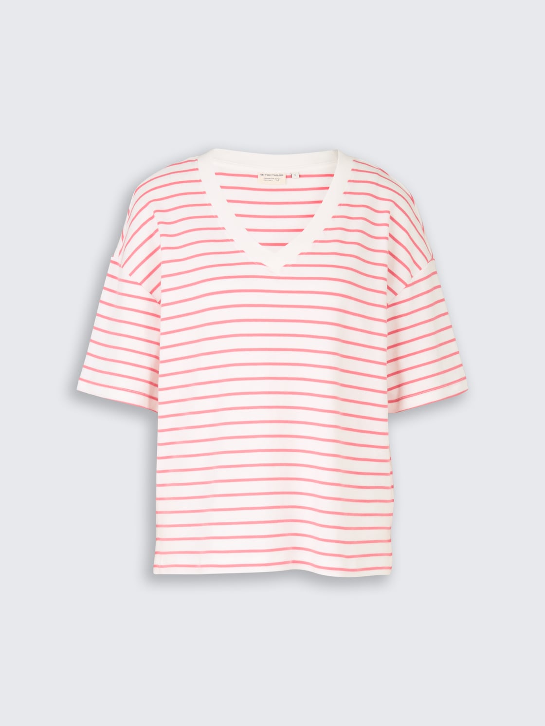 Oversize T-Shirt mit Streifenmuster - white coral irregular stripe - Vorder-Produkt-Ansicht