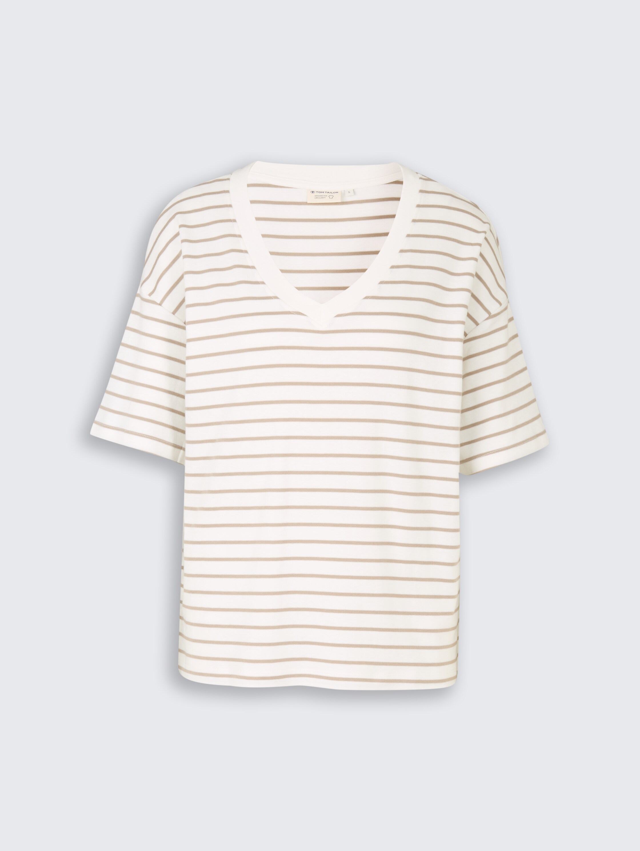 Oversized T-shirt met streepjesmotief - white beige irregular stripe - Product vooraanzicht