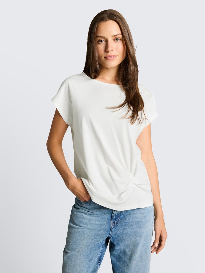 T-shirt met knoopdetail door Women, Whisper White