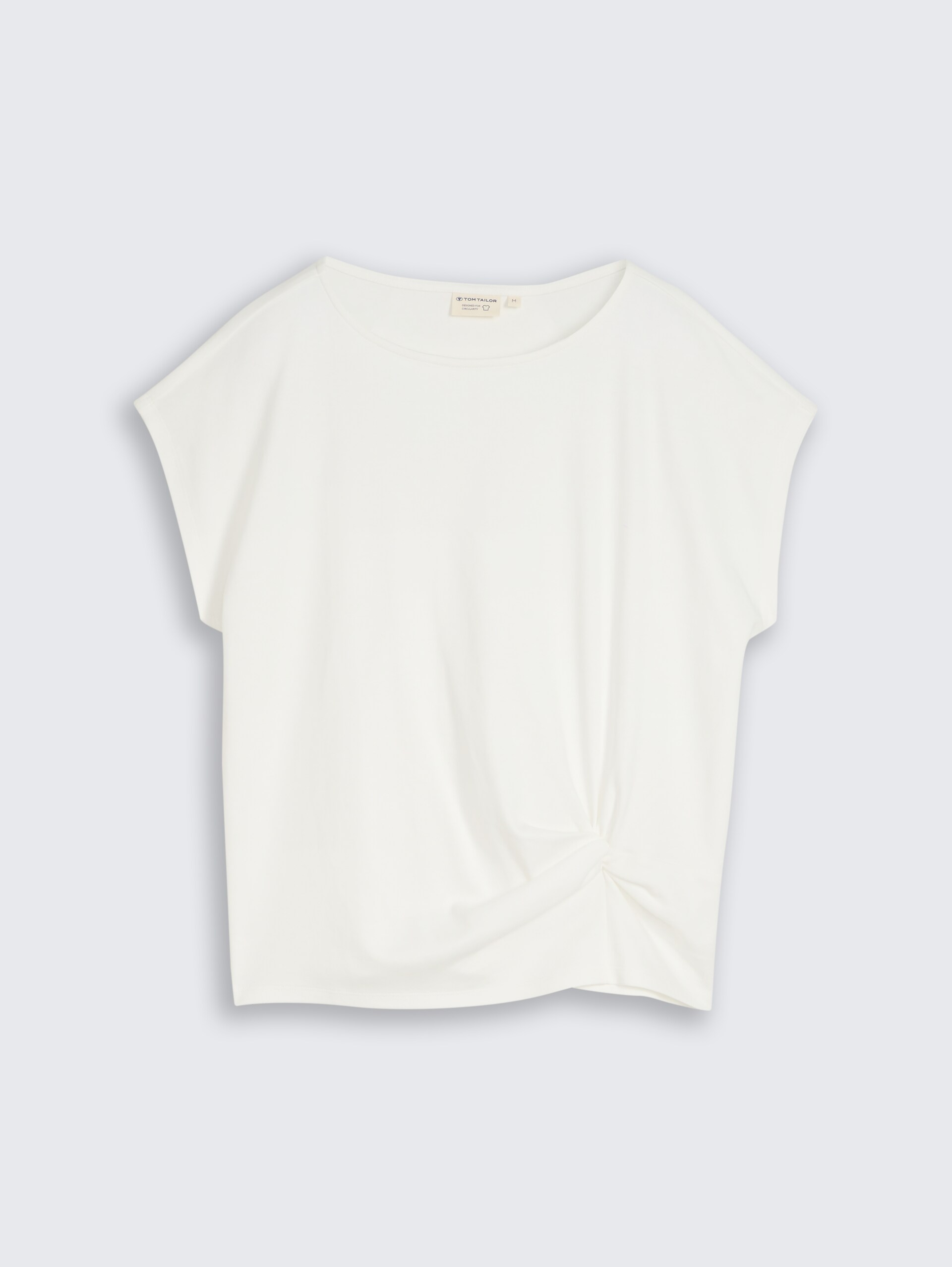T-Shirt mit Knotendetail - Whisper White - Vorder-Produkt-Ansicht