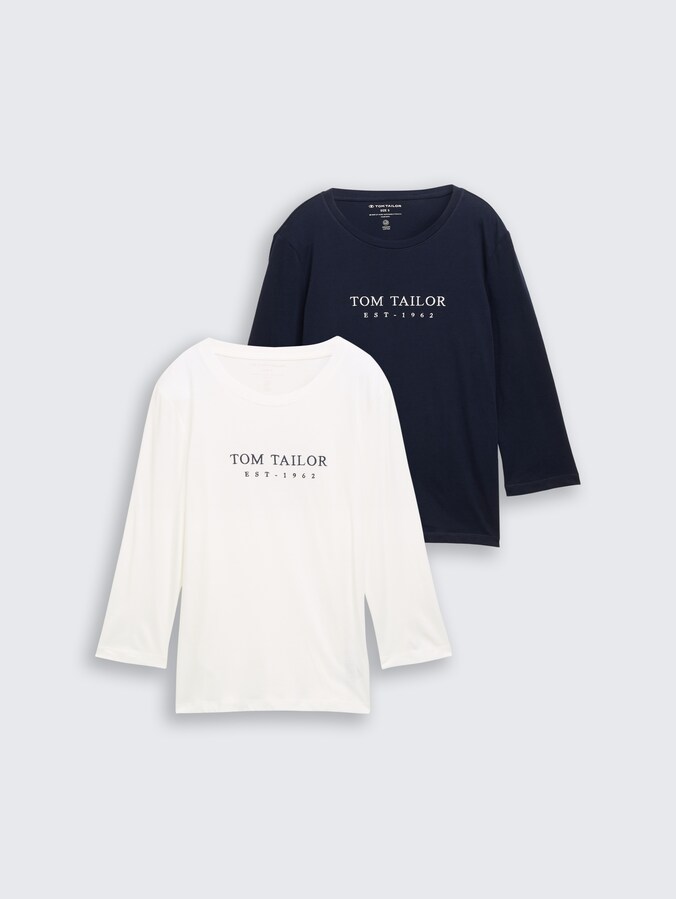 Shirt met lange mouwen en geborduurd logo in set van 2 door Women, sky captain blue