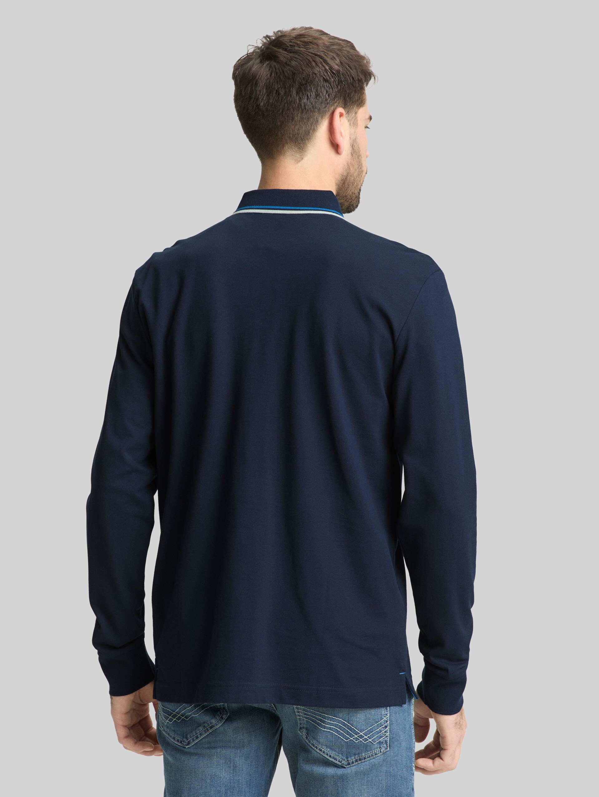 Polo met lange mouwen en logoprint - sky captain blue