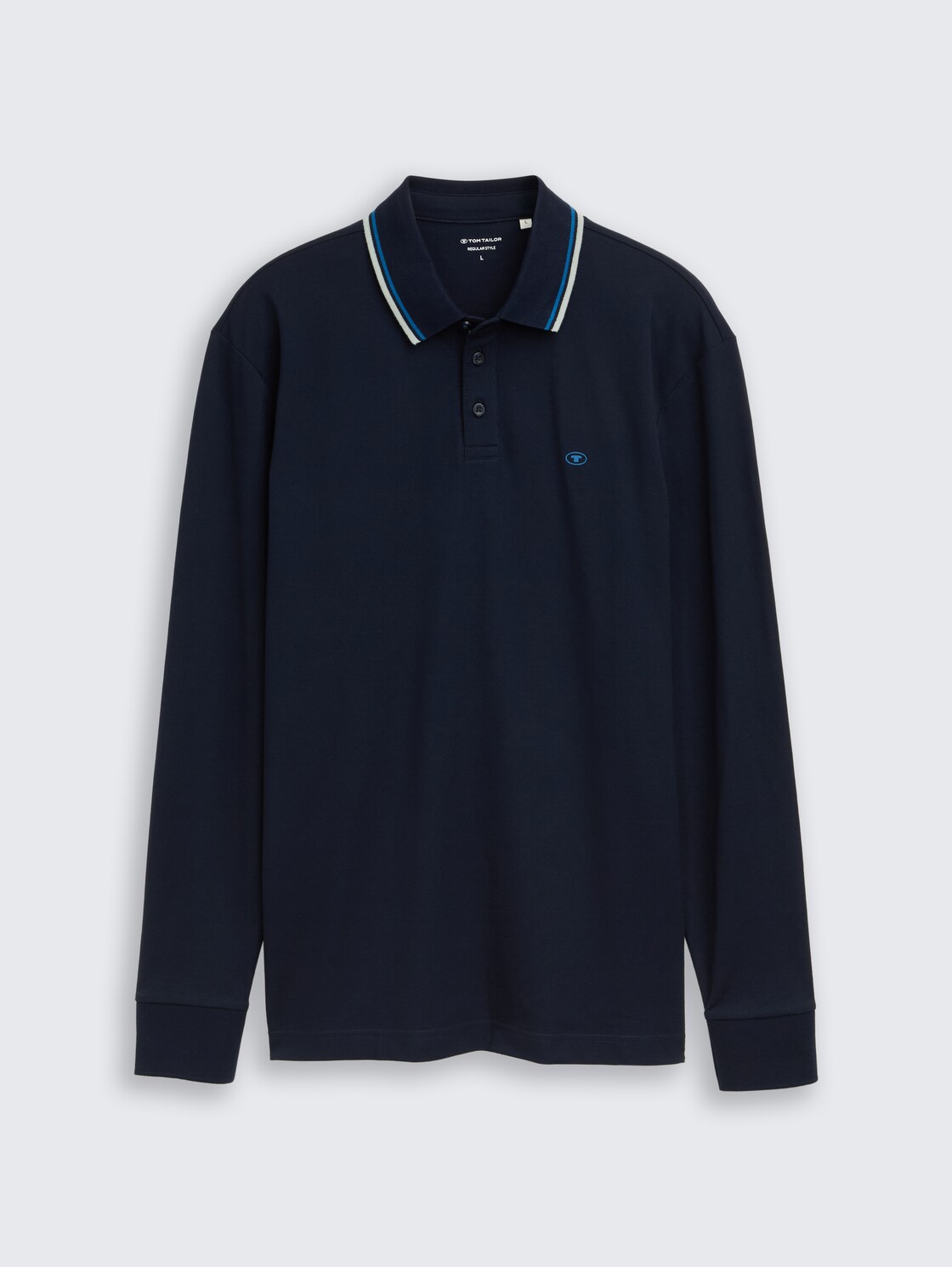 Langarm Poloshirt mit Logo-Print - sky captain blue