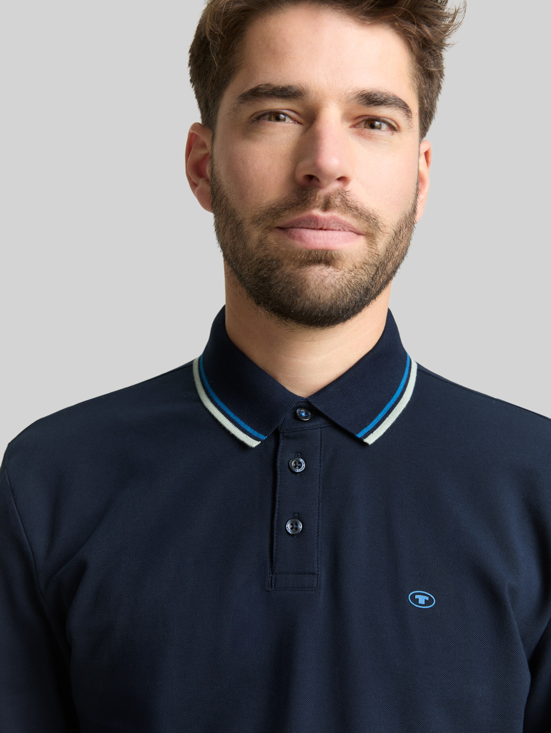 Polo met lange mouwen en logoprint - sky captain blue