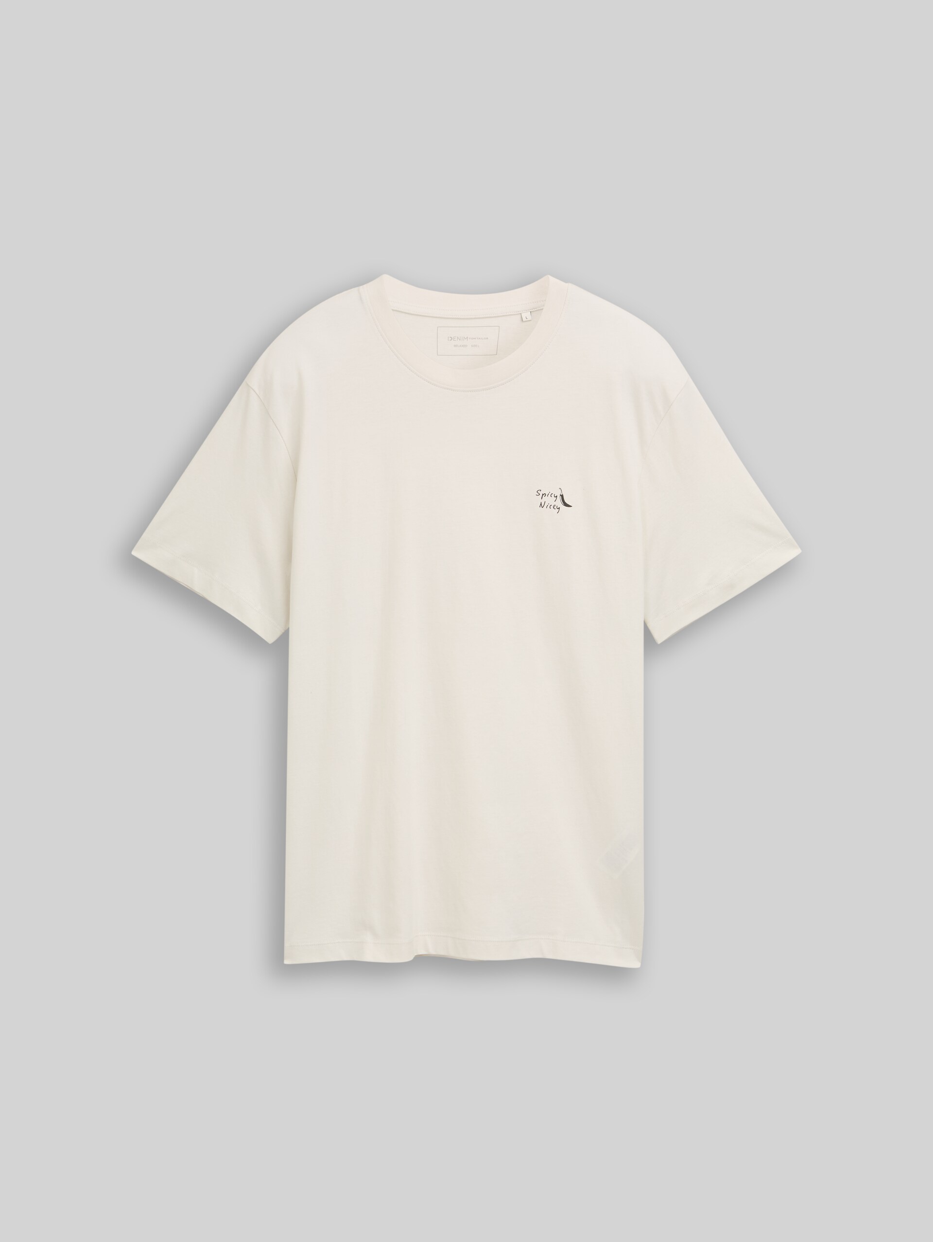 Relaxed Fit T-Shirt aus Baumwolle - greyish white - Vorder-Produkt-Ansicht