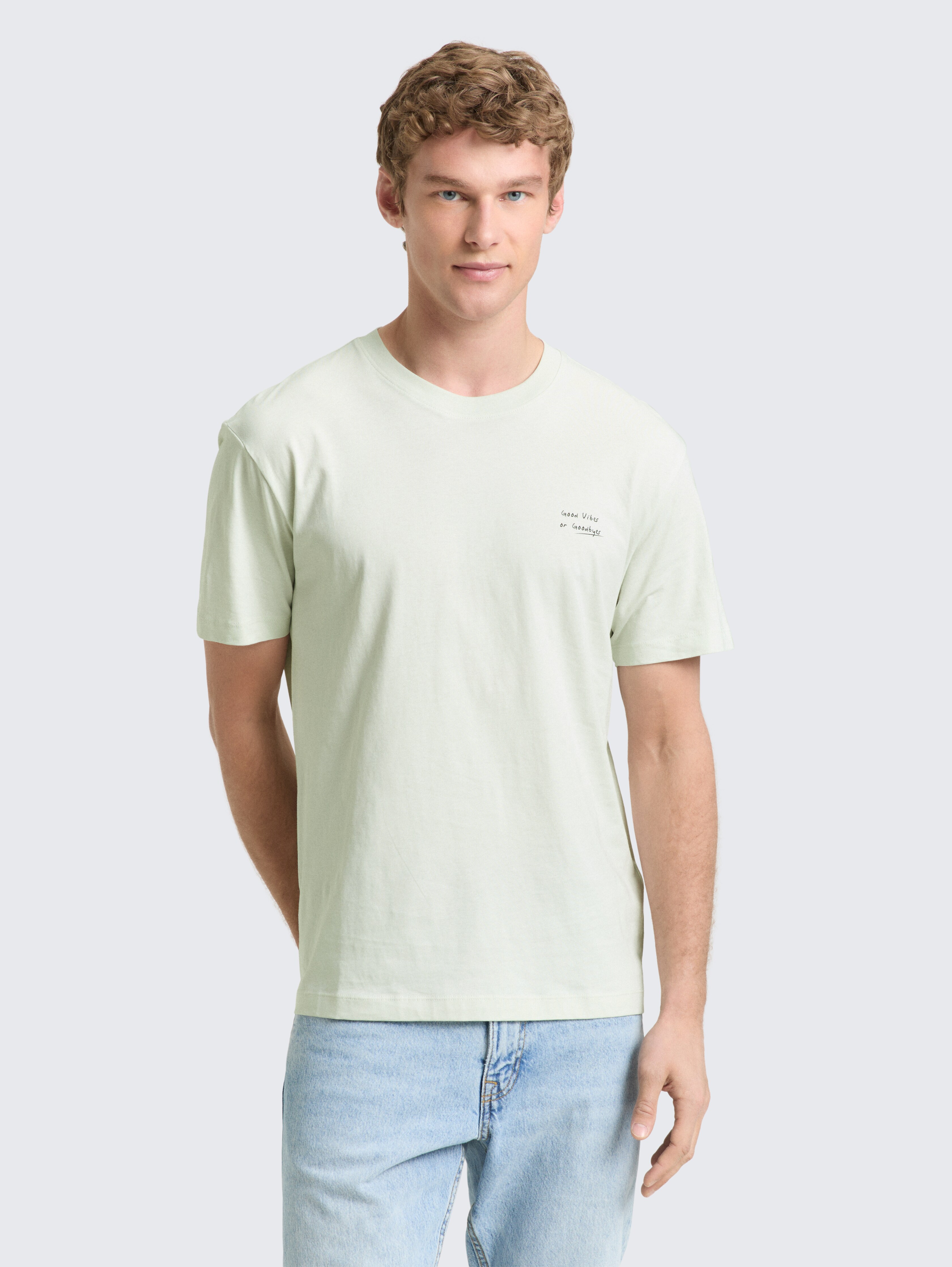 Relaxed Fit T-Shirt aus Baumwolle von Denim Male, frozen light mint