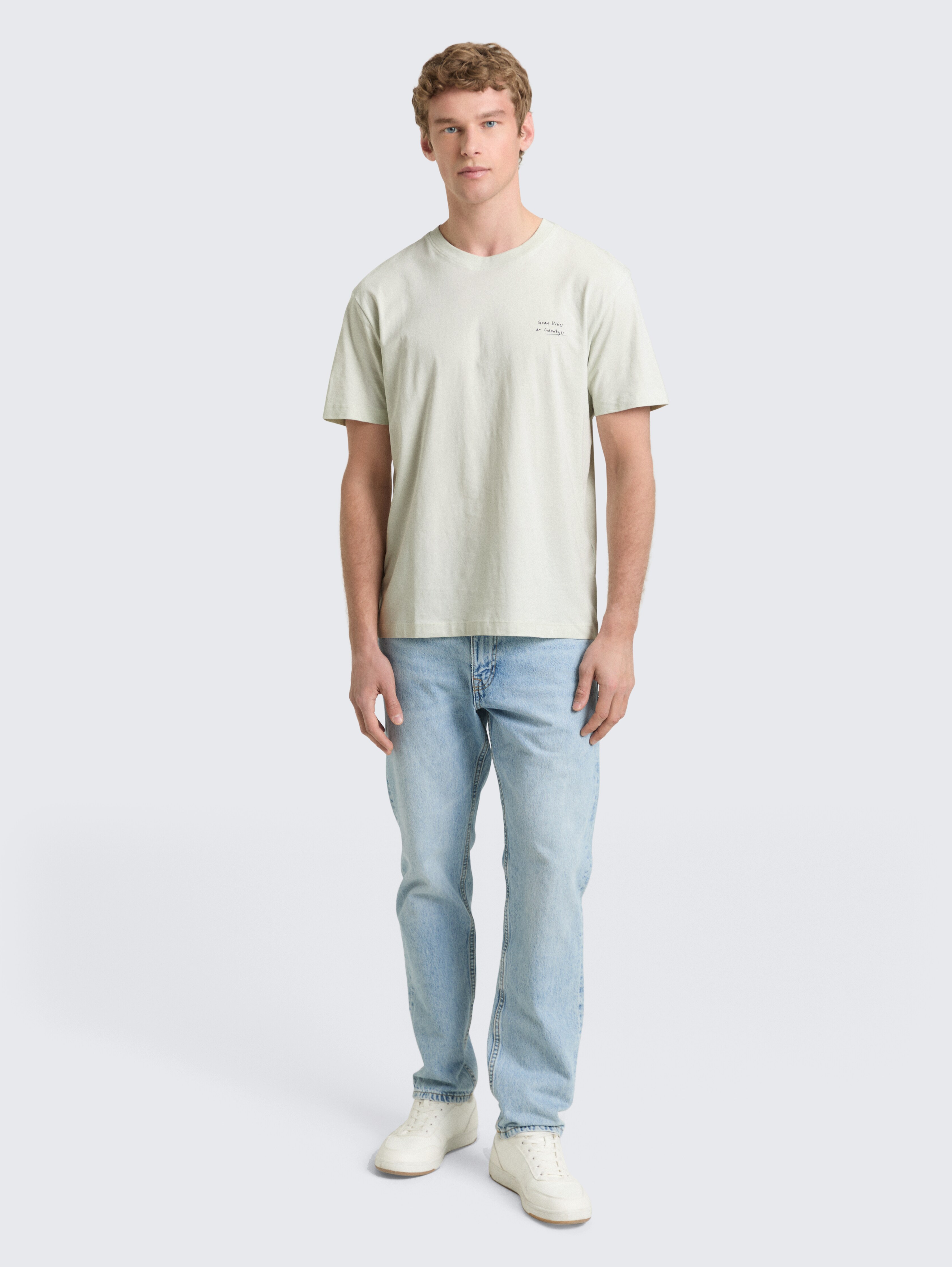 Relaxed Fit T-Shirt aus Baumwolle von Denim Male, frozen light mint