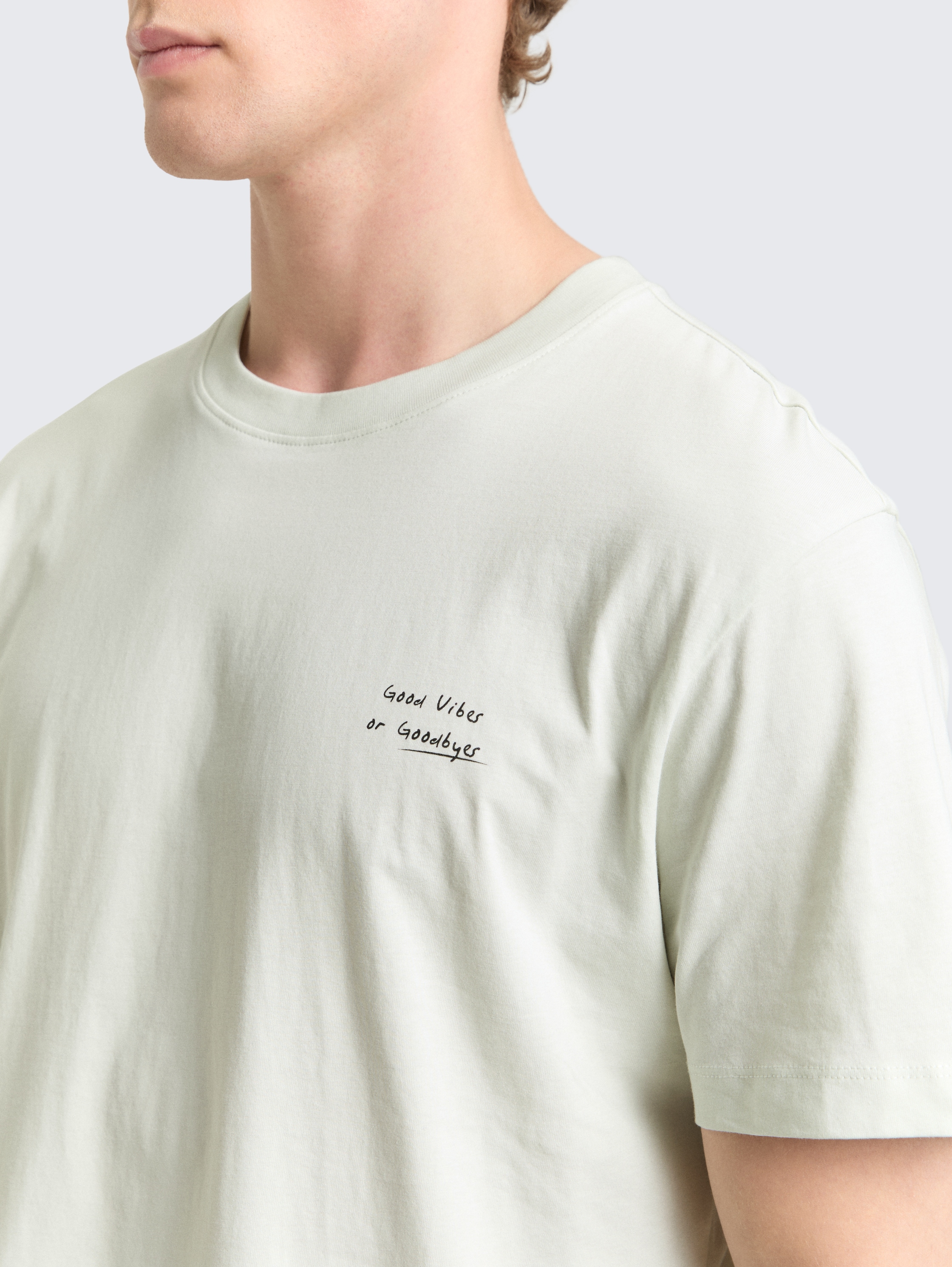 Relaxed Fit T-Shirt aus Baumwolle - frozen light mint - Detail-Model-Ansicht