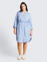 Plus Size - Robe chemisier avec une partie en lin - fjord blue irregular stripe - Vue de face du modèle