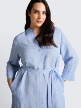 Plus Size - Robe chemisier avec une partie en lin - fjord blue irregular stripe - Vue détaillée du modèle