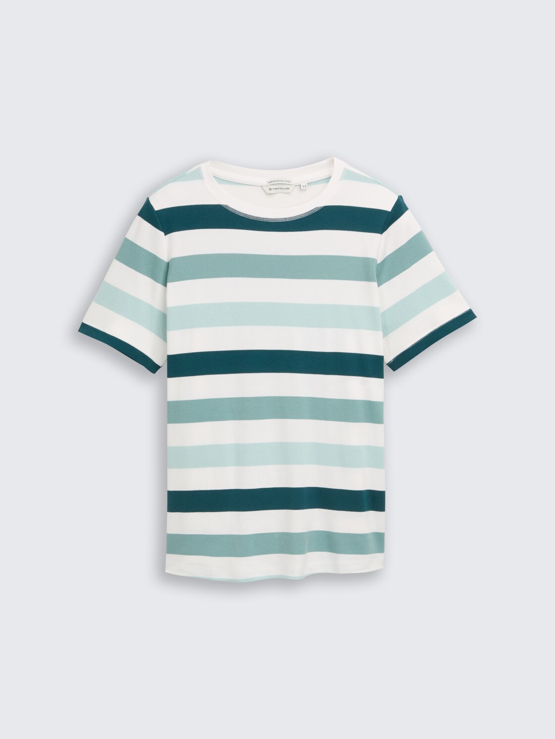 Plus Size - T-Shirt aus Baumwolle - white mint bold stripe - Vorder-Produkt-Ansicht