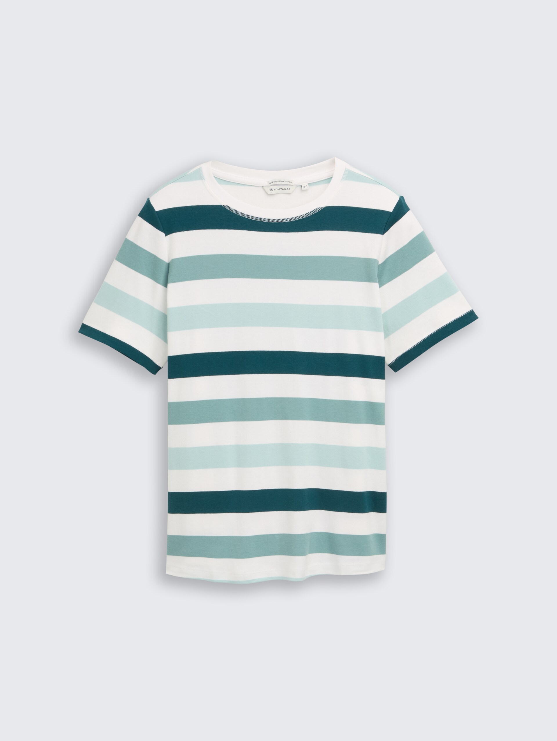 Plus Size - T-Shirt aus Baumwolle - white mint bold stripe - Vorder-Produkt-Ansicht