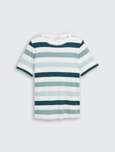 Plus Size - T-Shirt aus Baumwolle - white mint bold stripe - Vorder-Produkt-Ansicht