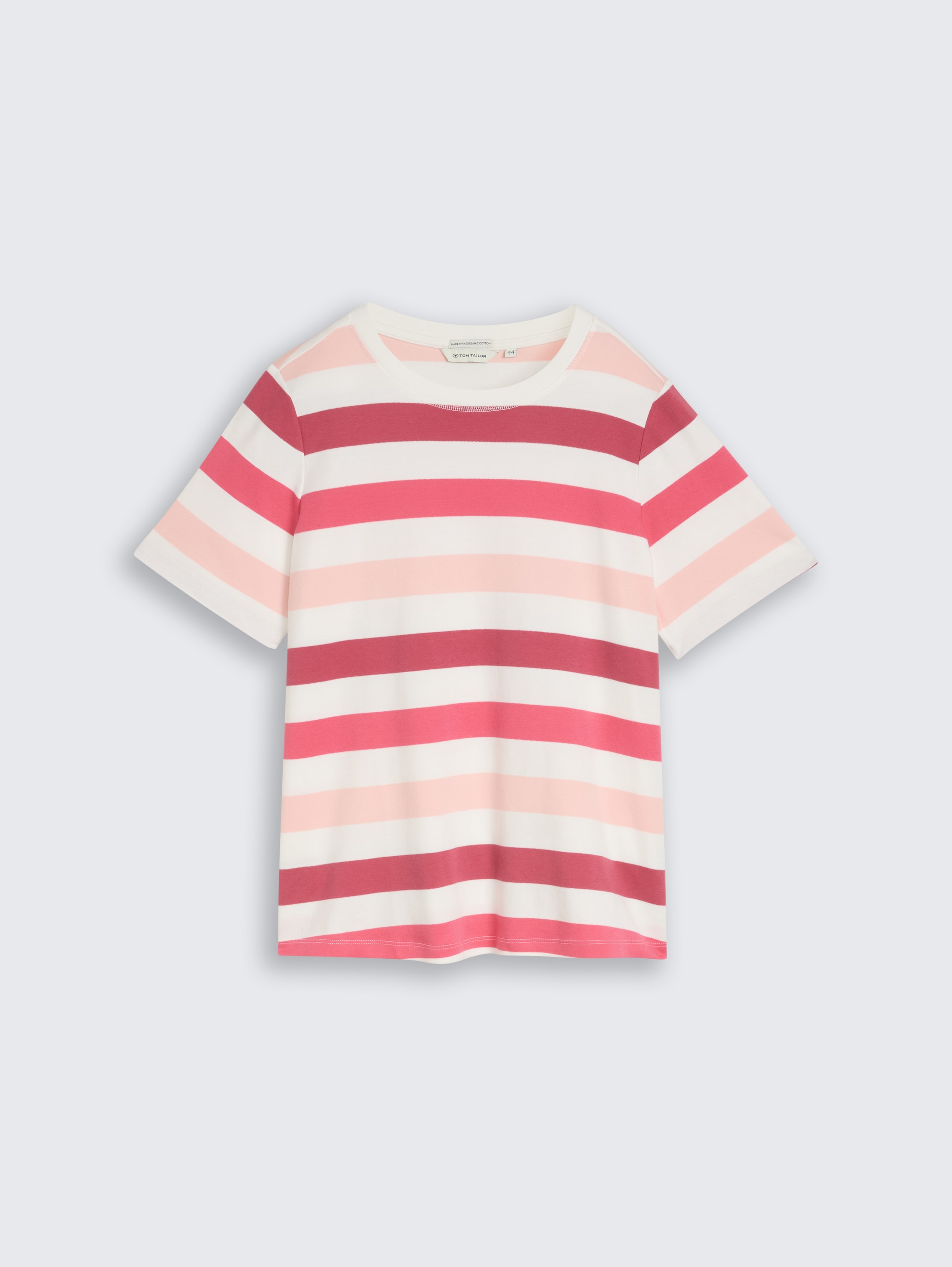 Plus Size - T-Shirt aus Baumwolle - coral offwhite stripe - Vorder-Produkt-Ansicht