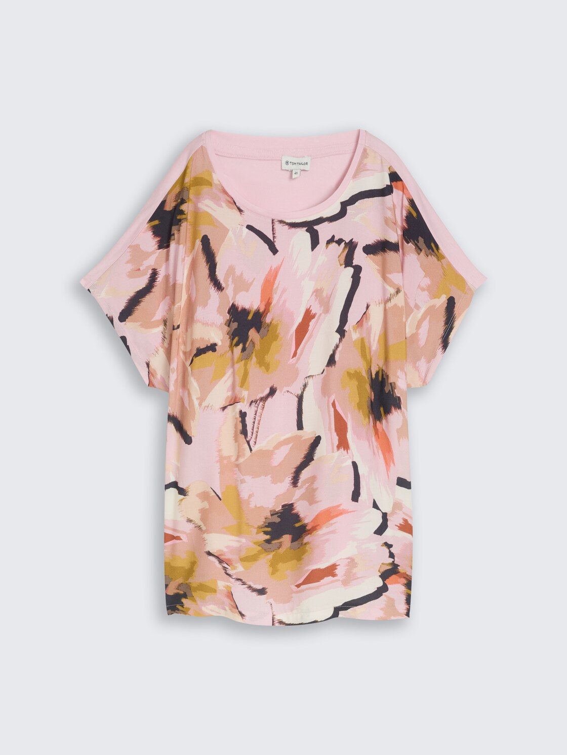 Plus Size - T-Shirt im Material-Mix - big abstract flower print - Vorder-Produkt-Ansicht