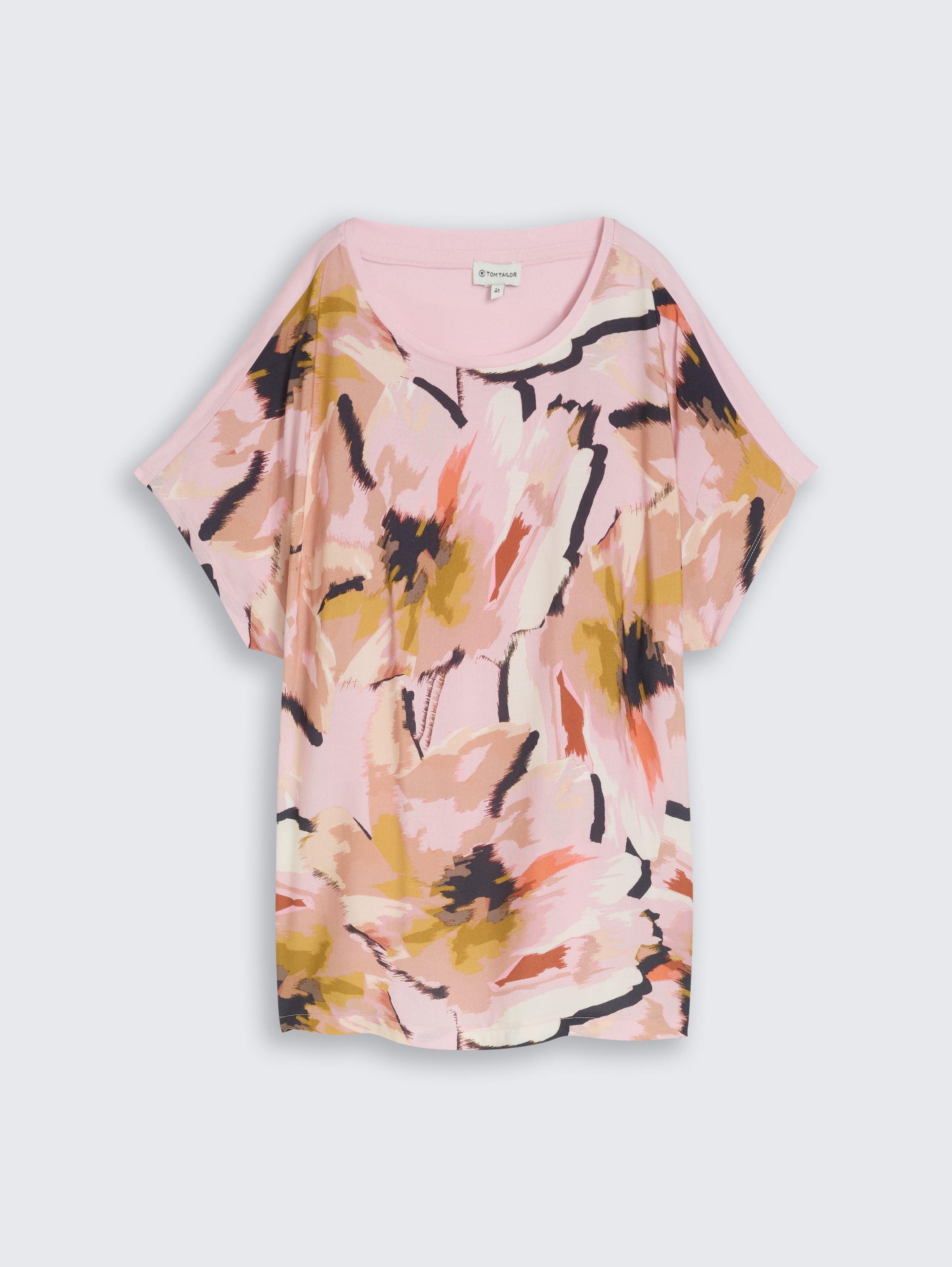 Plus Size - T-shirt in materiaalmix - big_abstract_flower_print - 