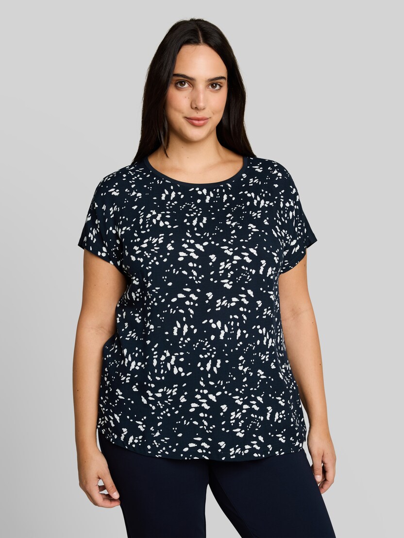 Plus Size - T-Shirt im Material-Mix von Women Plus Size, navy dot