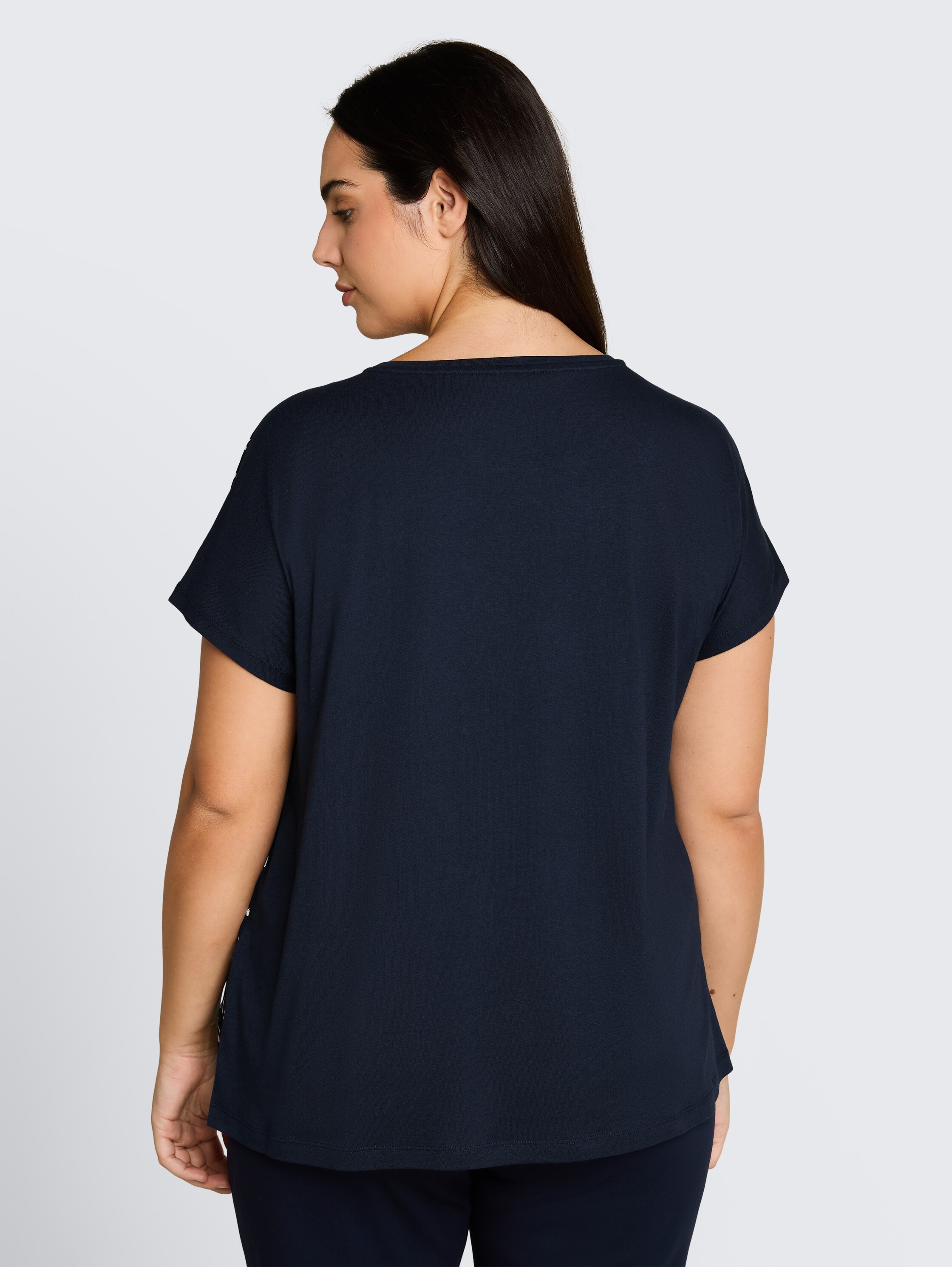 Plus Size - T-shirt in a mix of materials - navy_dot - 