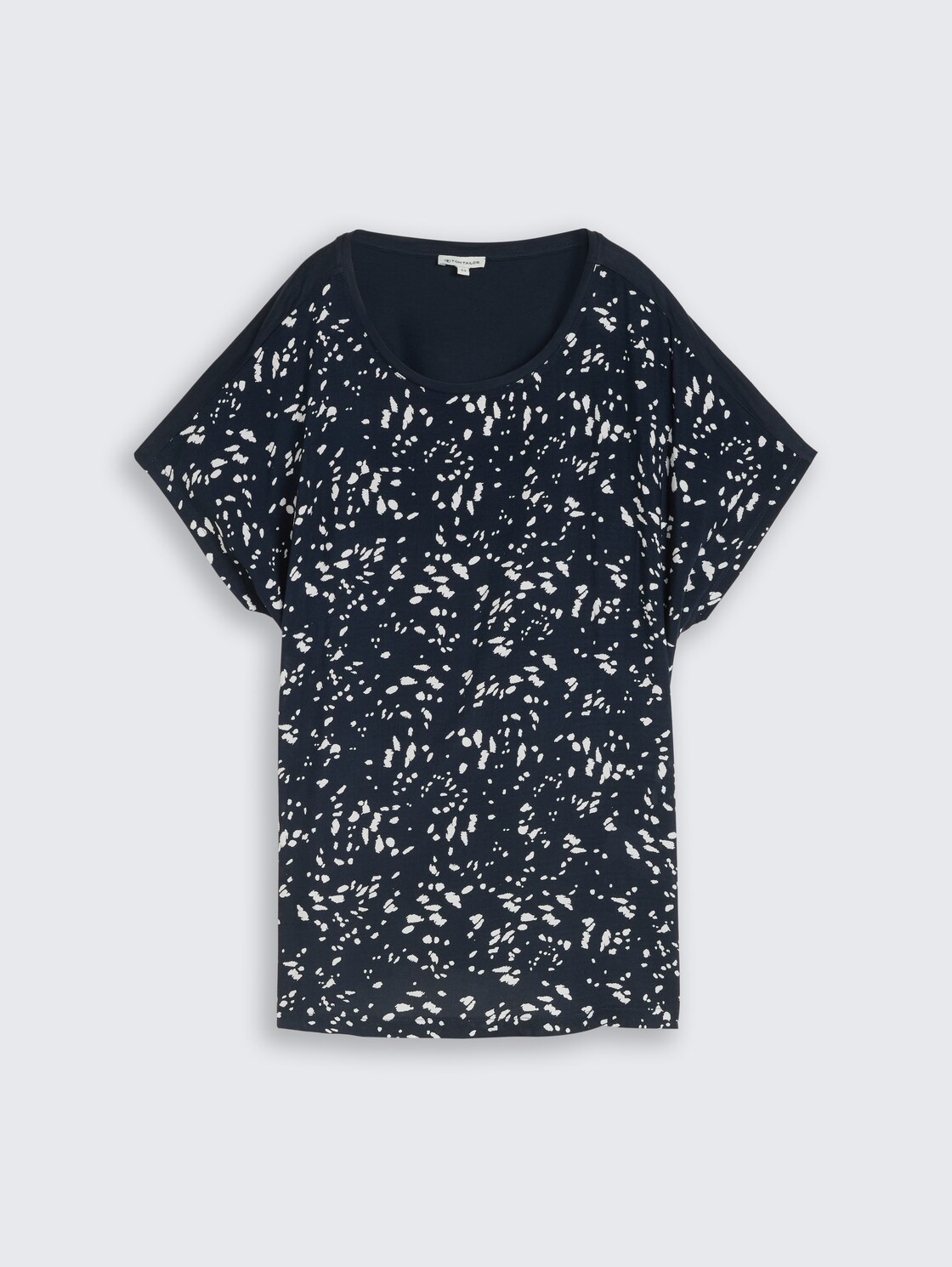 Plus Size - T-Shirt im Material-Mix - navy dot - Vorder-Produkt-Ansicht