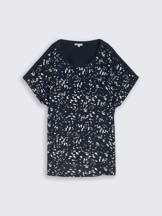 Plus Size - T-Shirt im Material-Mix von Women Plus Size, navy dot