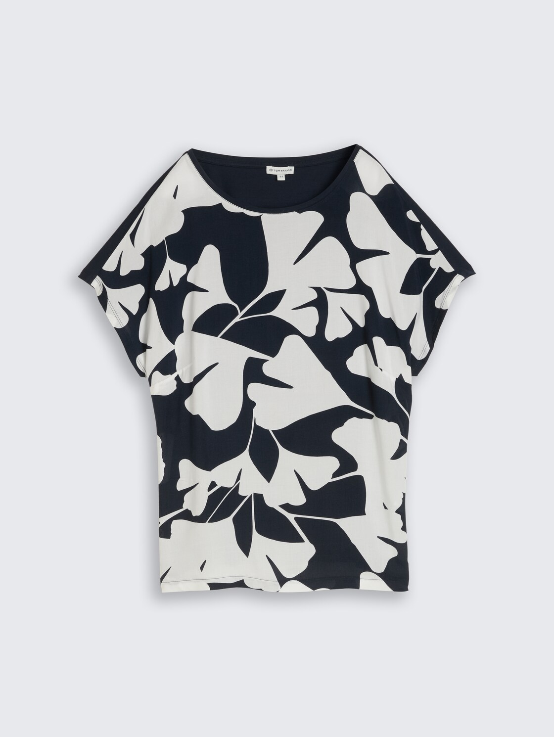Plus Size - T-Shirt im Material-Mix - big navy ginkgo - Vorder-Produkt-Ansicht
