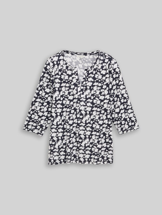 Plus Size - Langarmshirt mit Muster von Women Plus Size, blue ginkgo minimal