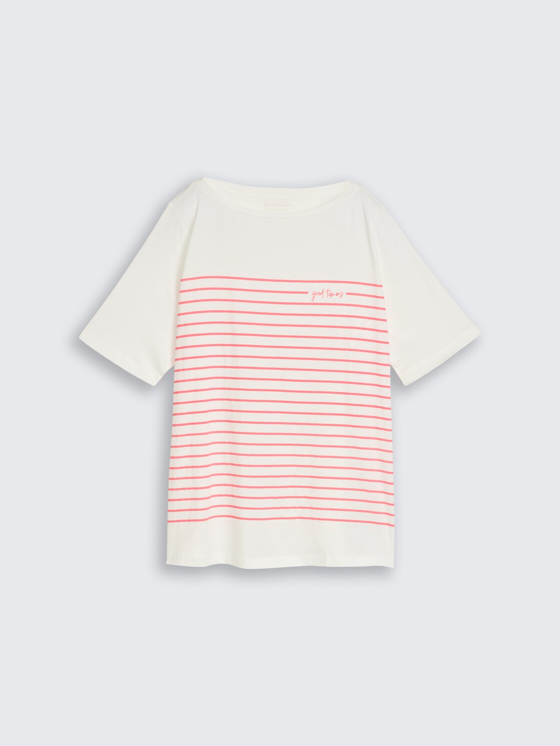 Plus Size - T-Shirt mit Streifenmuster - Whisper White - Vorder-Produkt-Ansicht