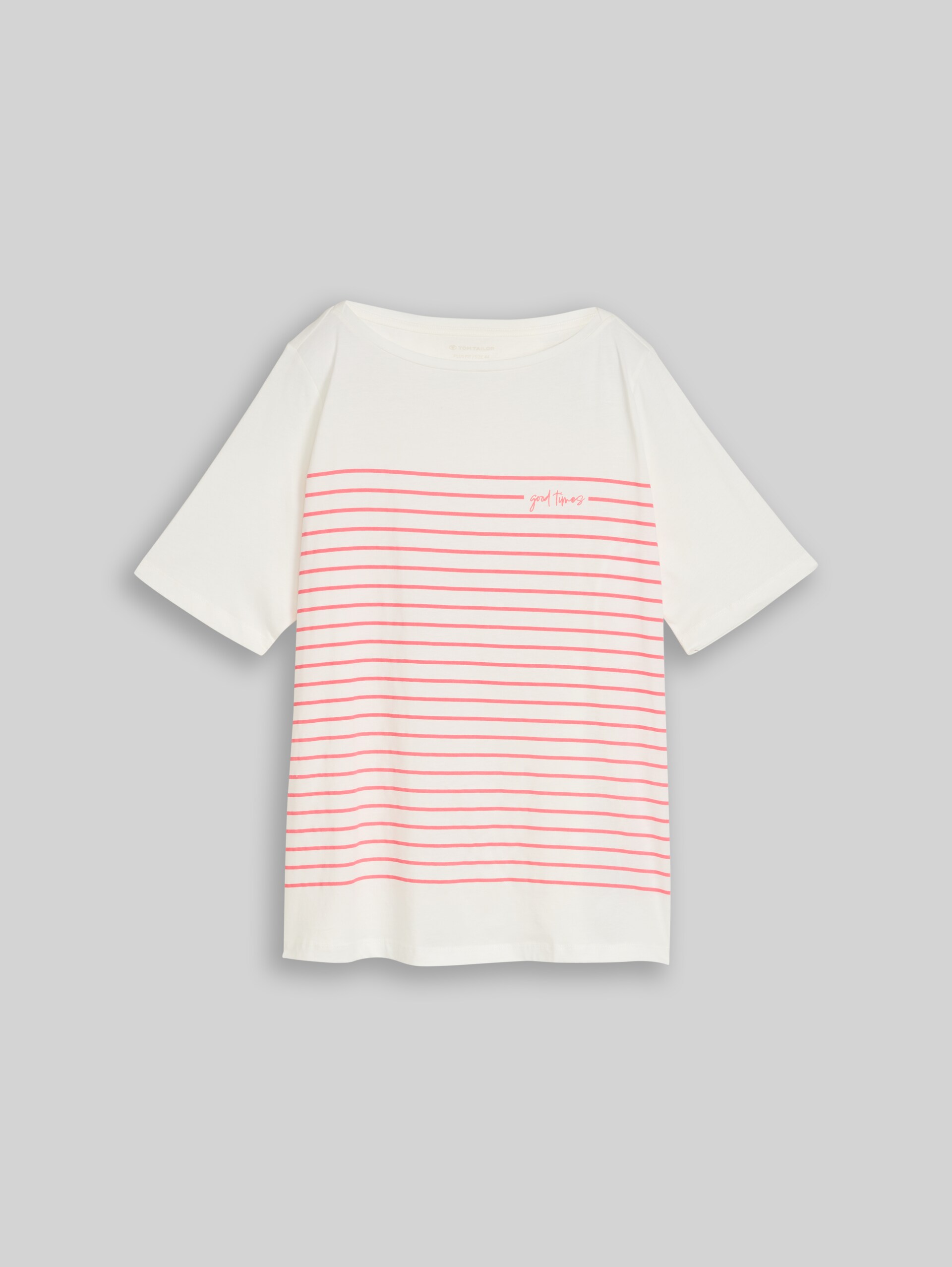 Plus Size - T-Shirt mit Streifenmuster - Whisper White - Vorder-Produkt-Ansicht
