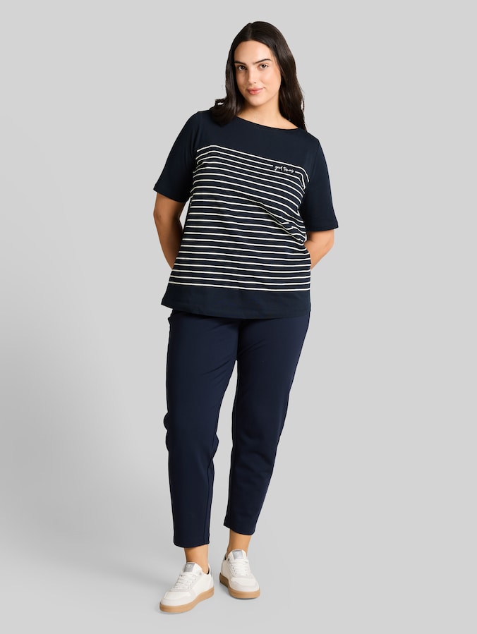 Plus Size - T-shirt met streepjesmotief door Women Plus Size, sky captain blue