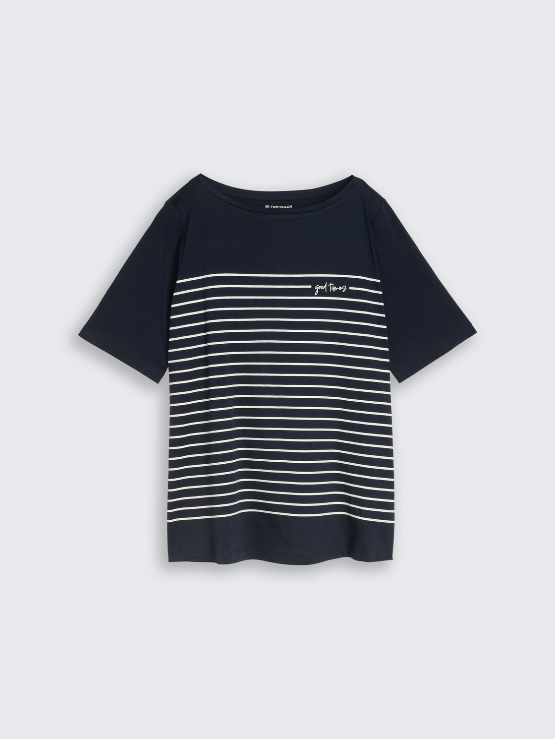 Plus Size - T-Shirt mit Streifenmuster - sky captain blue - Vorder-Produkt-Ansicht