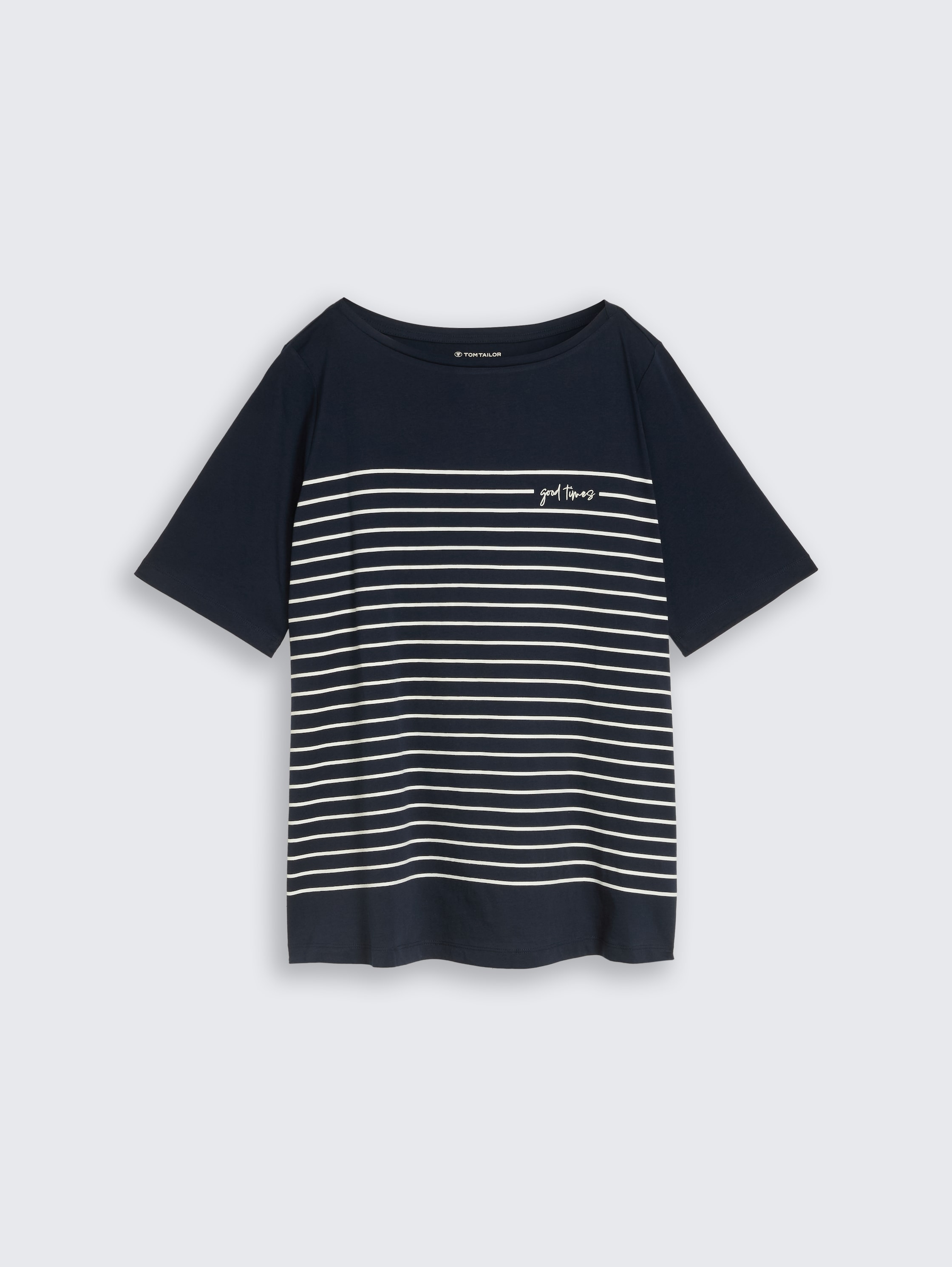 Plus Size - T-Shirt mit Streifenmuster - sky captain blue - Vorder-Produkt-Ansicht