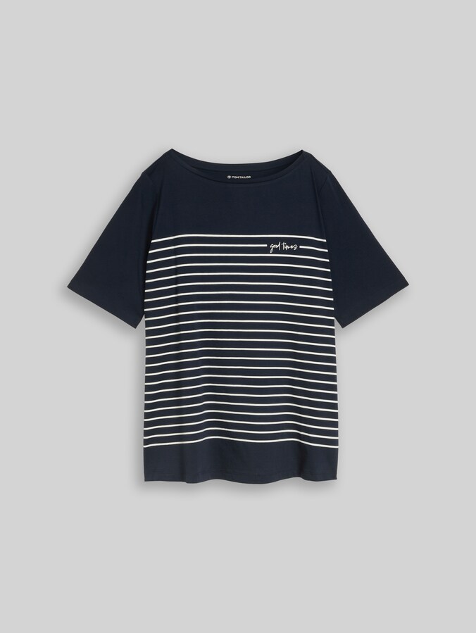 Plus Size - T-shirt with striped pattern by Women Plus Size, sky captain blue