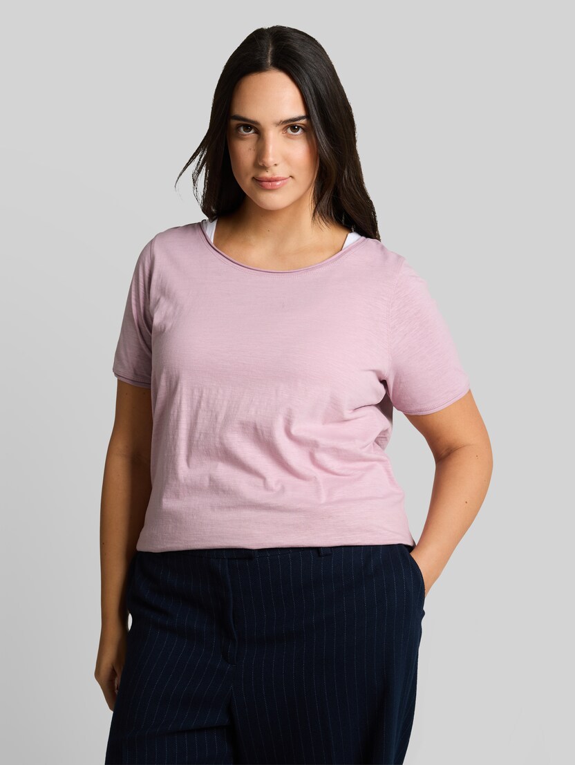 Plus Size - T-Shirt aus Baumwolle von Women Plus Size, light elderberry