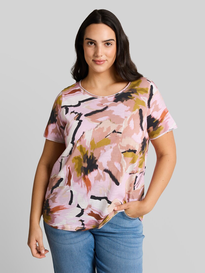 Plus Size - T-Shirt aus Baumwolle von Women Plus Size, big abstract flower print