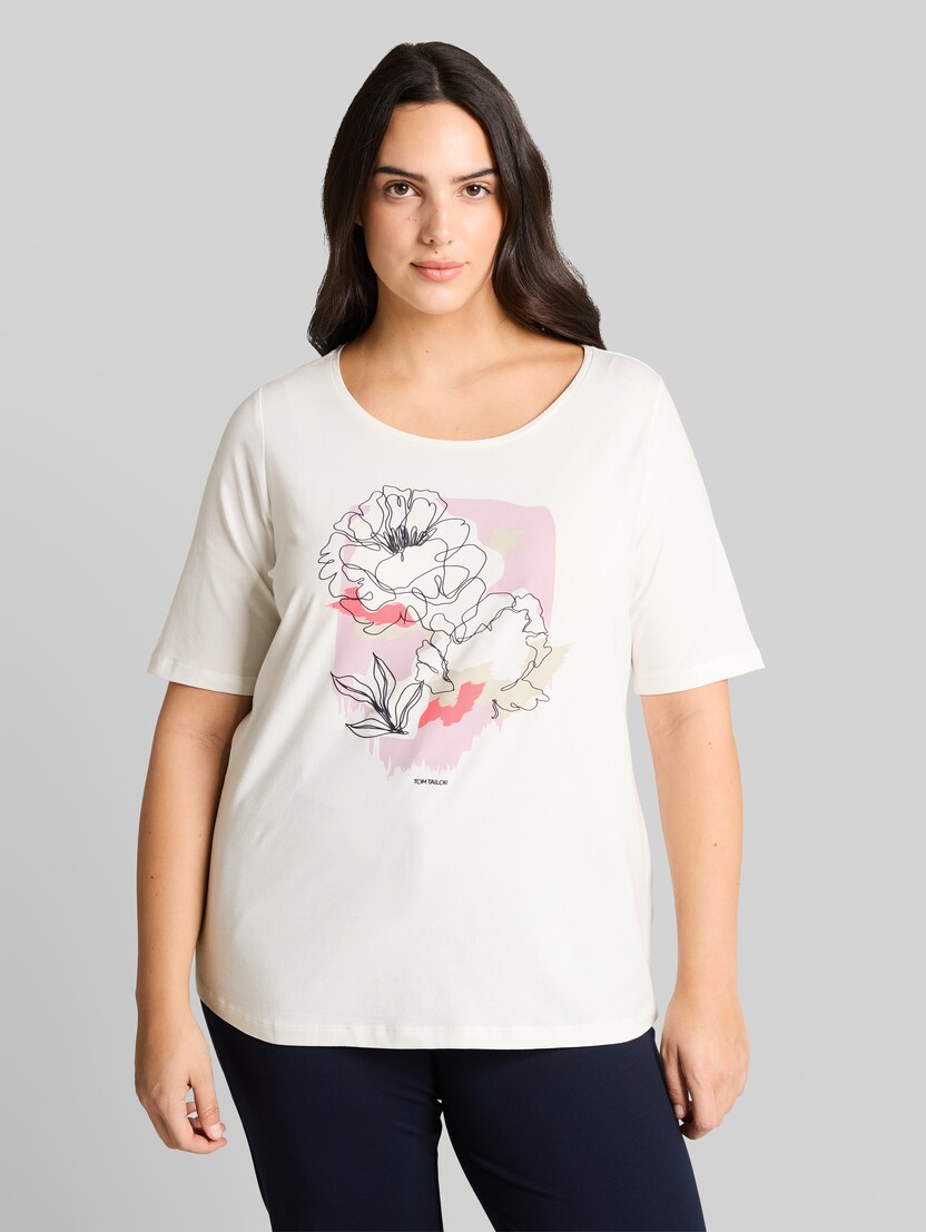 Plus Size - T-Shirt mit Print von Women Plus Size, Whisper White