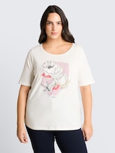 Plus Size - T-Shirt mit Print - Whisper White - Ausschnitt Model-Vorderansicht