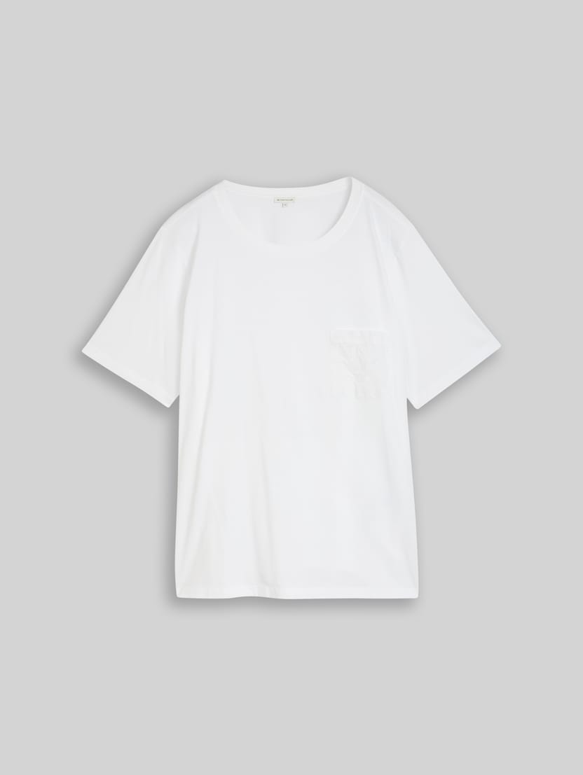 Plus Size - boxy fit T-shirt with breast pocket by Women Plus Size, White