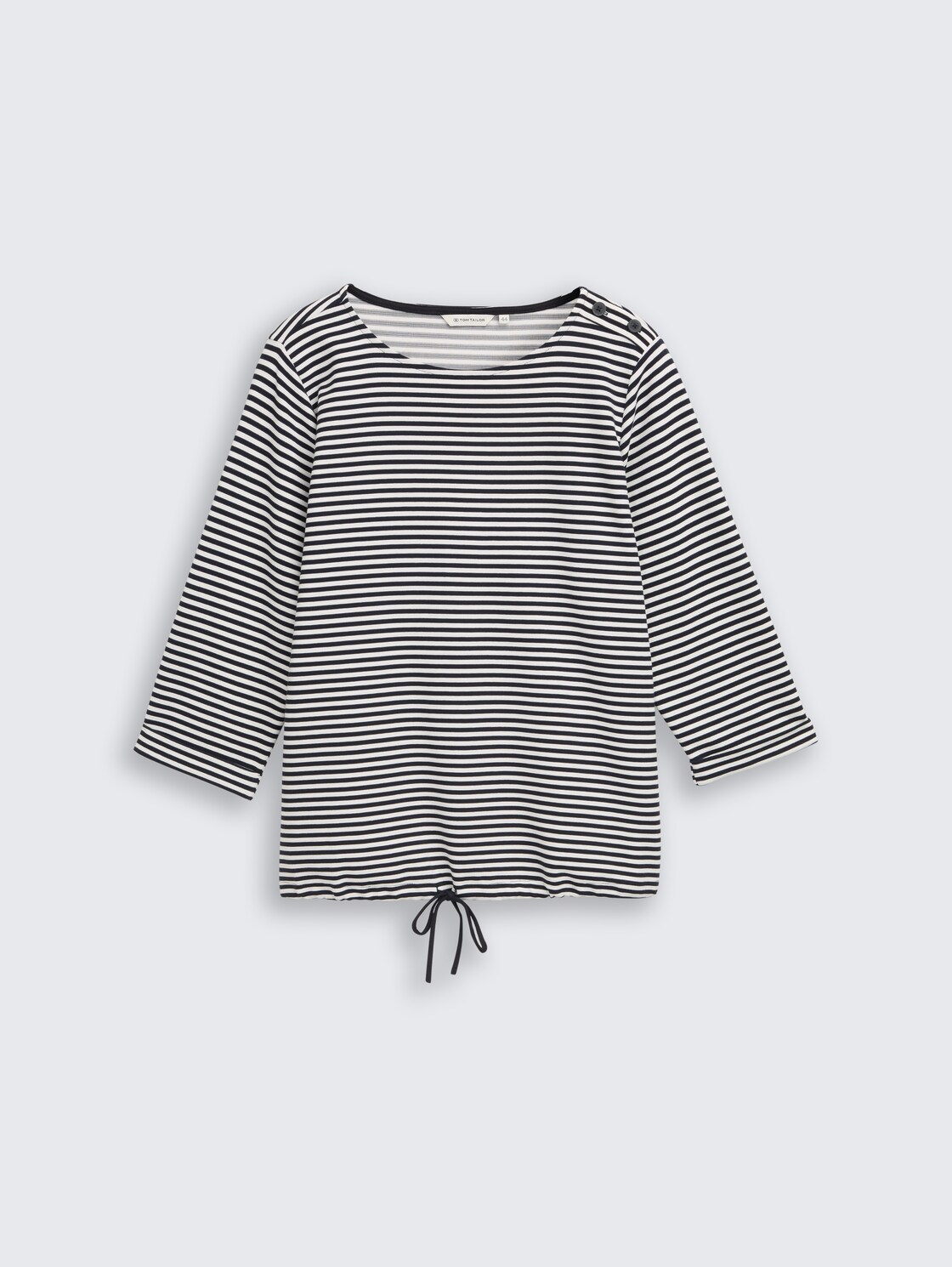 Plus Size - Langarmshirt mit Knopf-Details - offwhite navy regular stripe - Vorder-Produkt-Ansicht