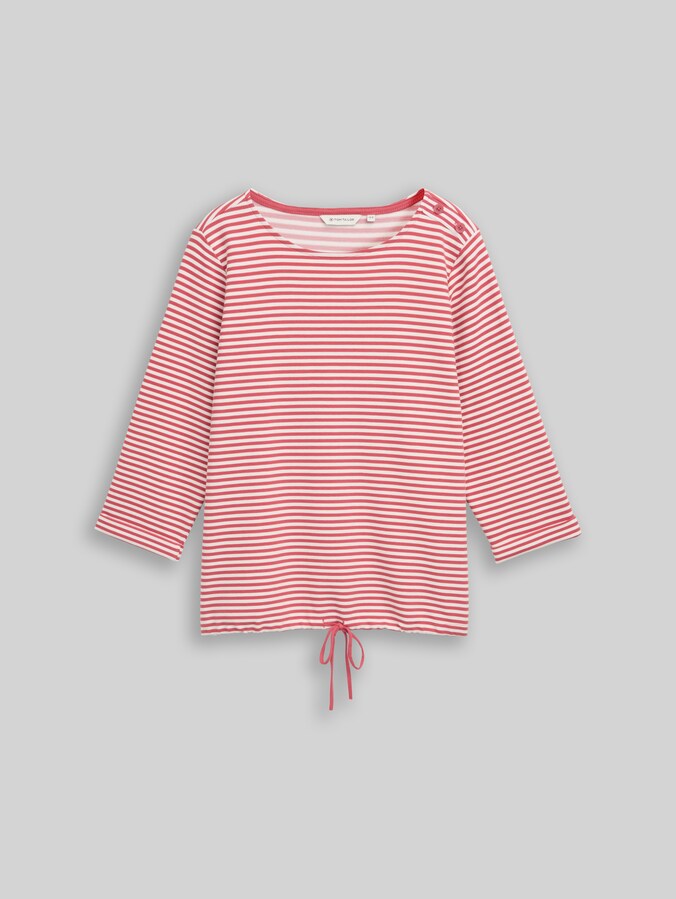 Plus Size - T-shirt à manches longues avec boutons par Women Plus Size, pink offwhite regular stripe