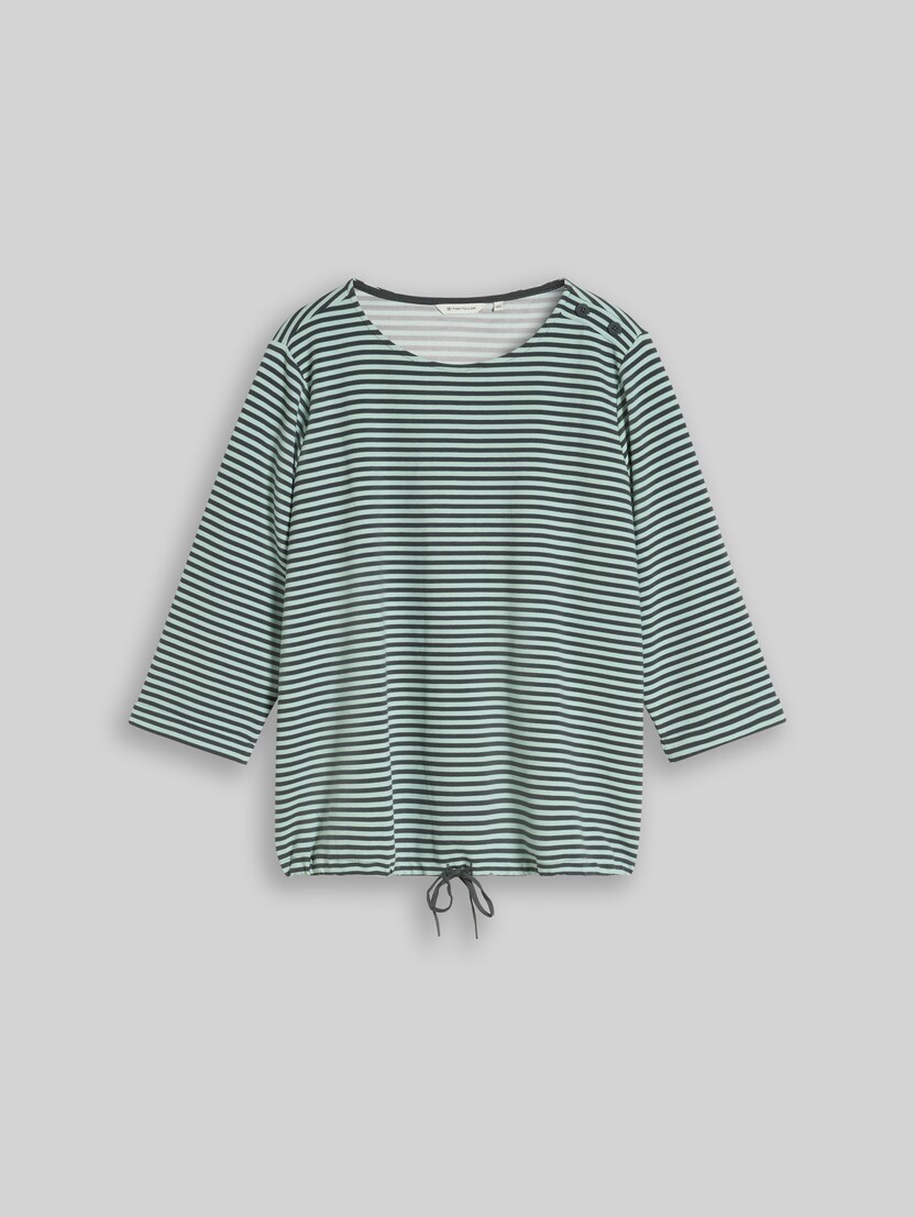 Plus Size - long-sleeved T-shirt with button detailing by Women Plus Size, darkest olive green stripe