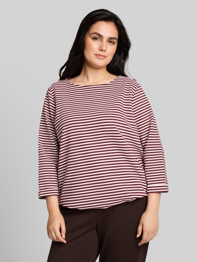 Plus Size - Langarmshirt mit Knopf-Details von Women Plus Size, light pink preppy plum stripe