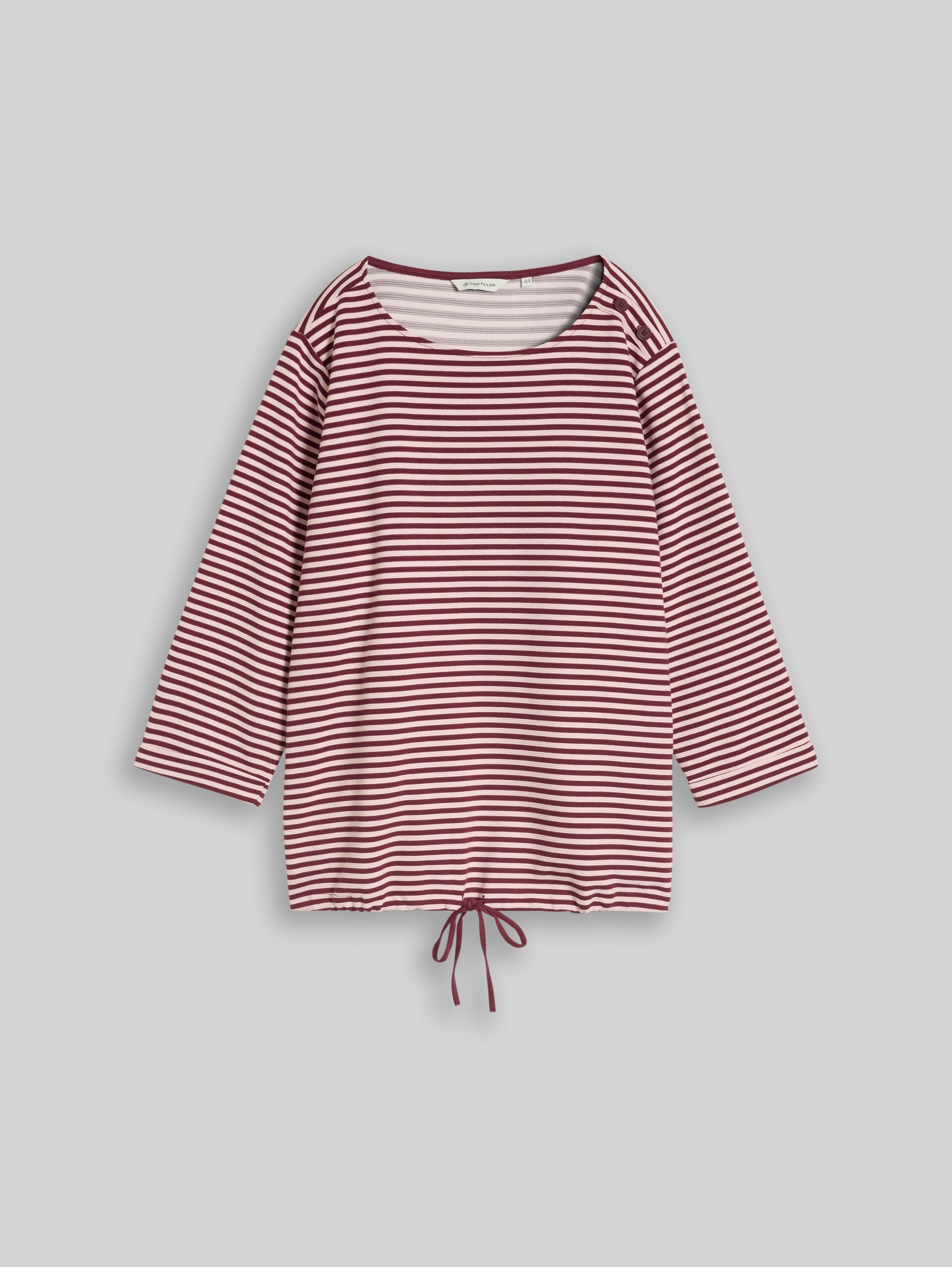 Plus Size - T-shirt met lange mouwen en knoopdetails - light pink preppy plum stripe - Product vooraanzicht