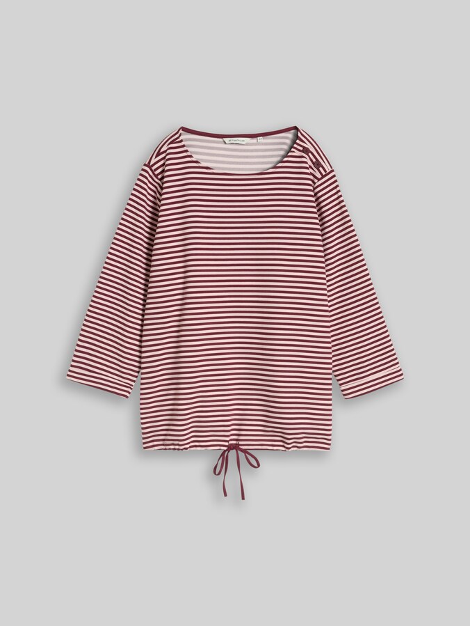 Plus Size - T-shirt à manches longues avec boutons par Women Plus Size, light pink preppy plum stripe