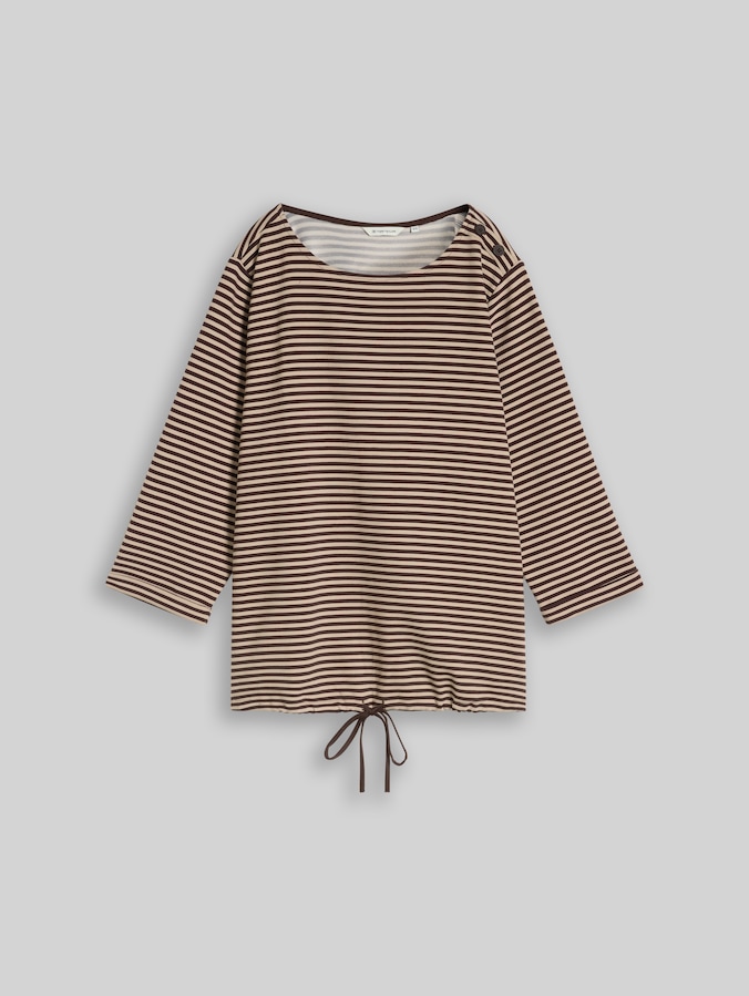 Plus Size - Langarmshirt mit Knopf-Details von Women Plus Size, dark brown beige stripe